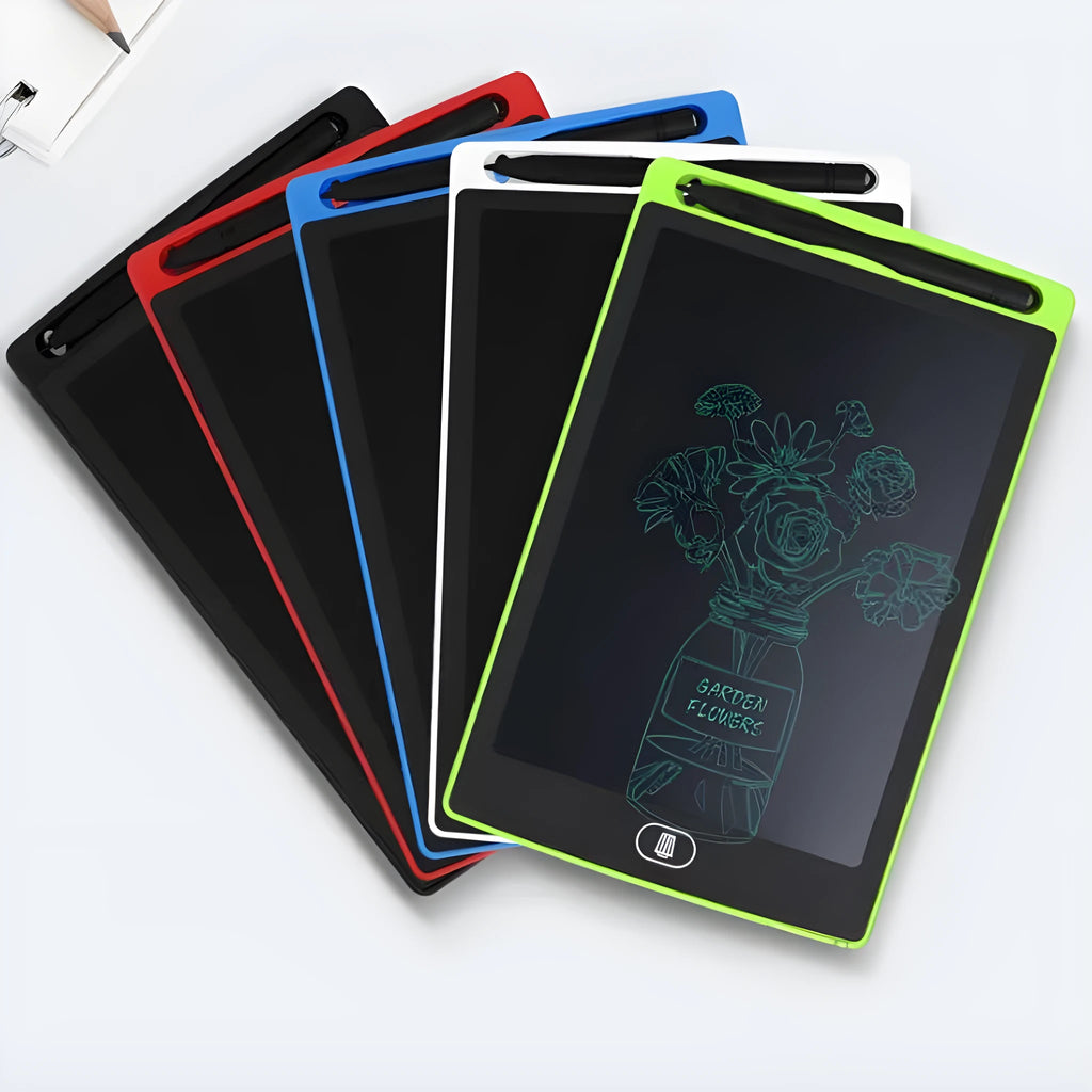 Children's plastic electronic drawing board in four colours black white red green for ages 7-14