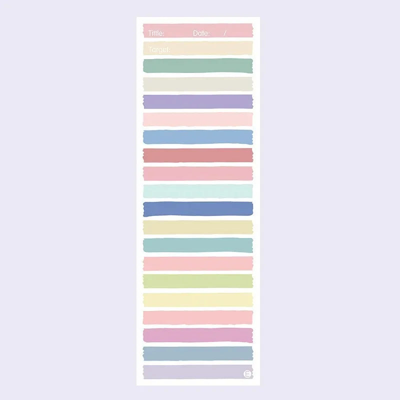 Cartoon colour-striped student notepad in plastic box, A5 size 90x248 mm, blue pink purple yellow designs