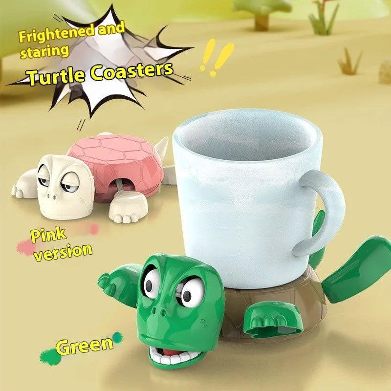 Creative turtle-shaped ABS plastic coaster in light green for drinkware heat insulation.