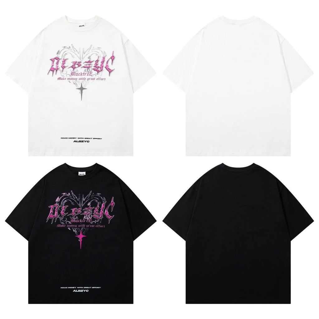 Retro printed cotton t-shirt for men in loose fit with short sleeves and round neck design