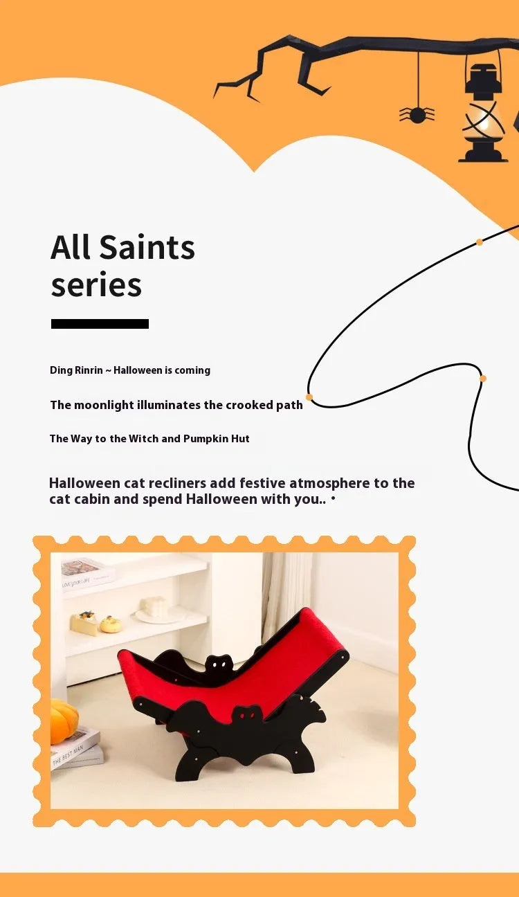 Wooden cat lounge chair MW-054 in black and red colours