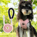 Pet walking vest with hand-held rope in blue, green, pink, or yellow colours