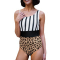 New asymmetric collar leopard print high waist triangle swimsuit for women in leopard print colour