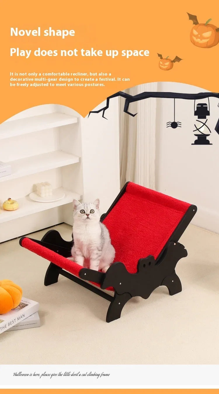 Wooden cat lounge chair MW-054 in black and red colours