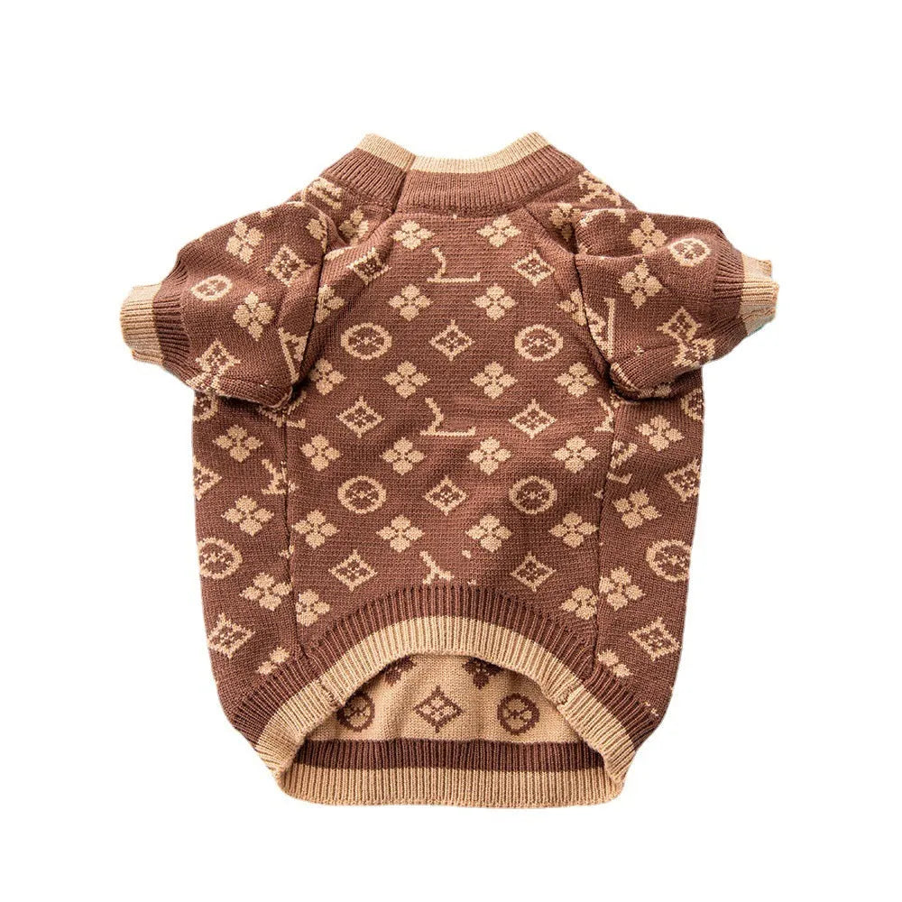 Wool pet dog sweater for autumn and winter in monochrome or two-tone colours