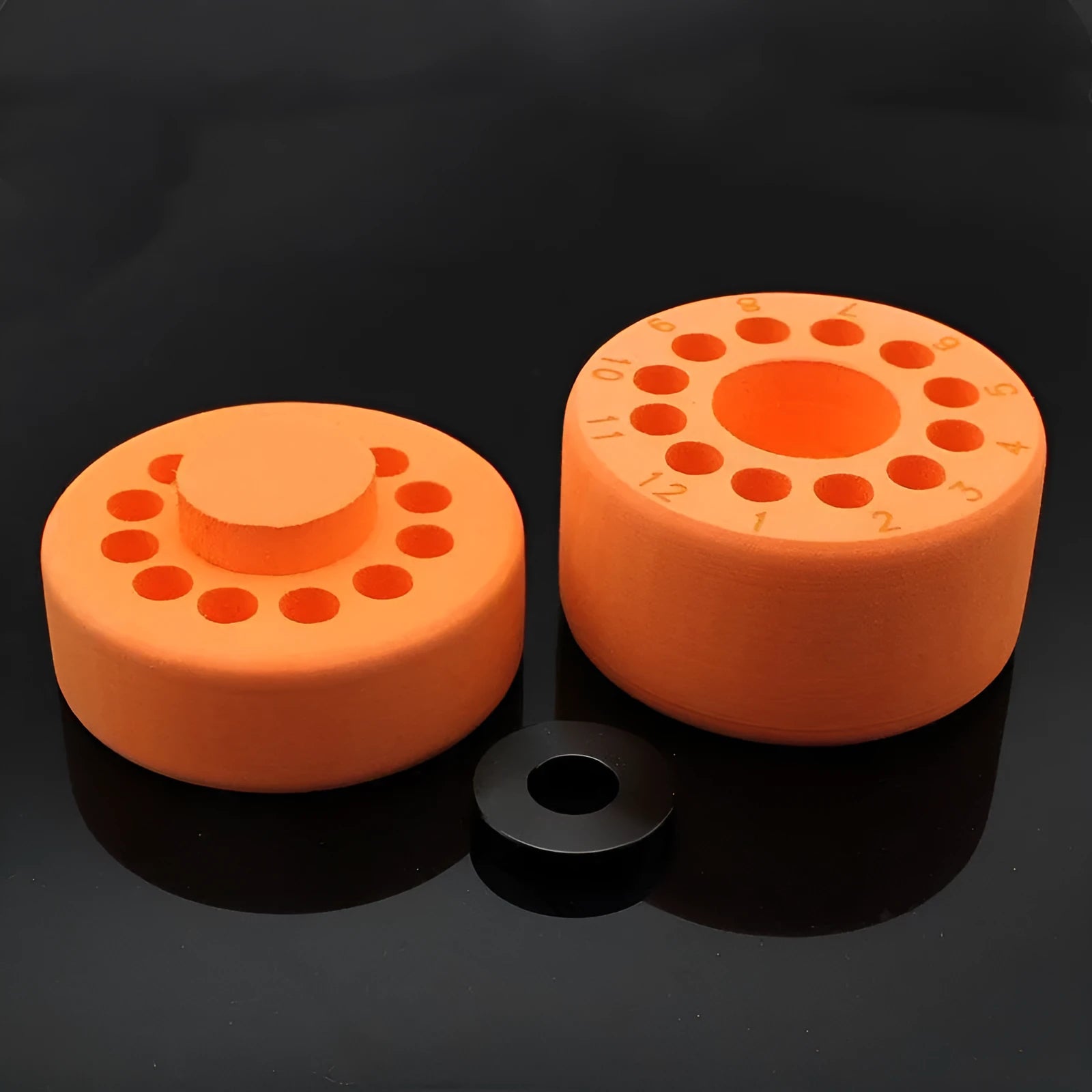 Orange and blue process cooling box for laboratory gradient freezing with metal-plastic construction.