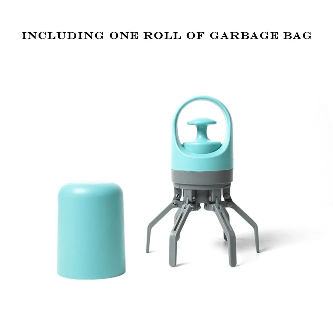 Blue ABS plastic pet pooper scooper with claw design and built-in bag dispenser