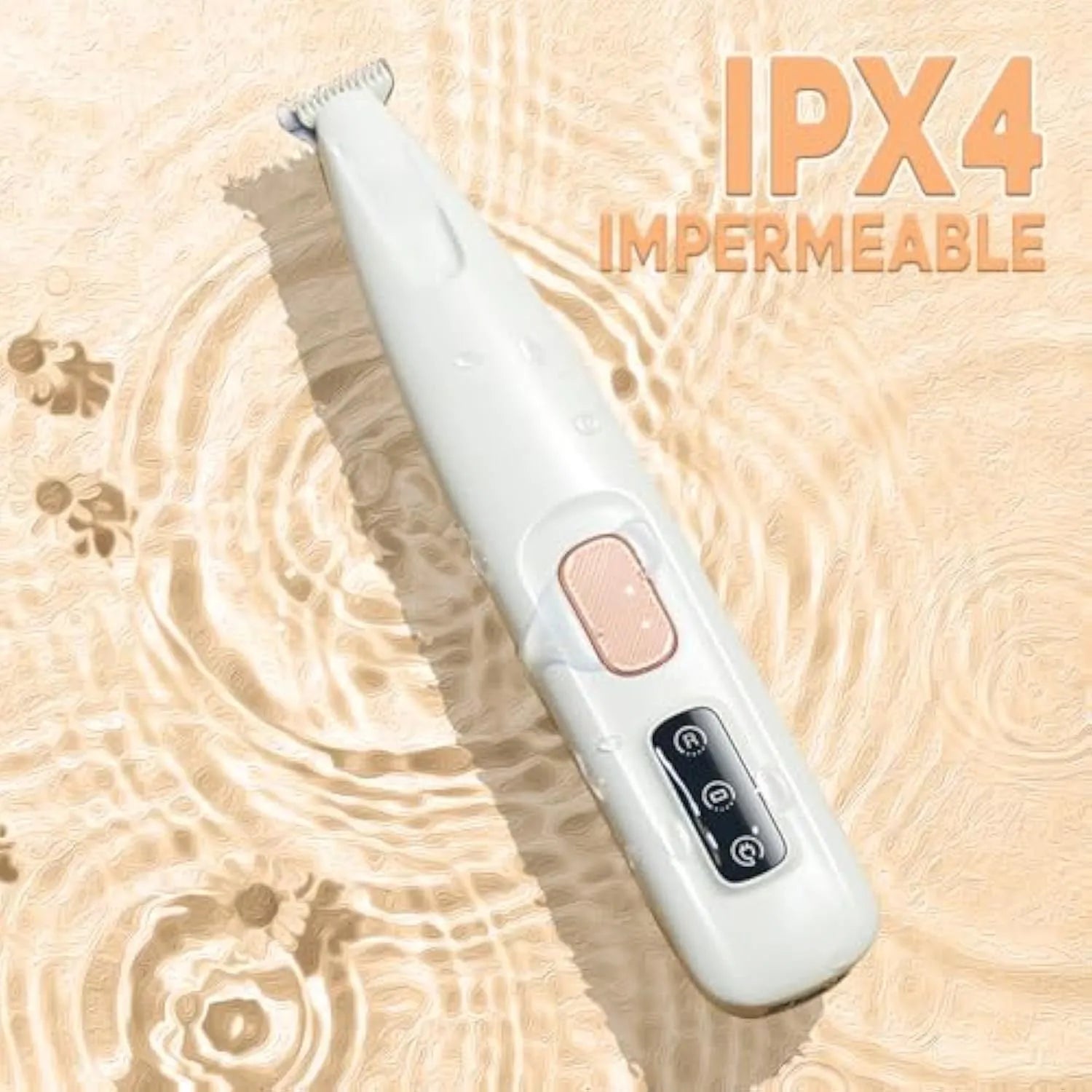 White electric dog paw trimmer with LED light showing compact 17.7cm design