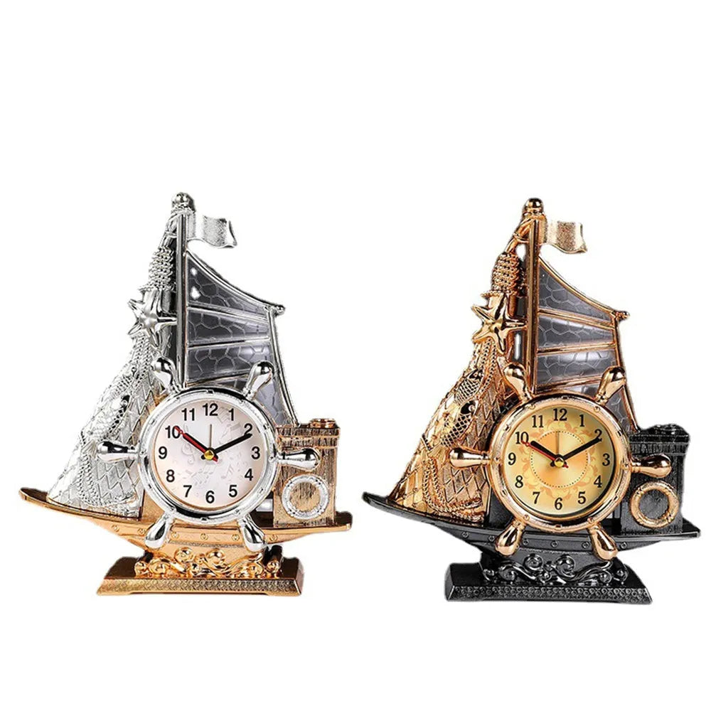 Gold or silver plastic bedroom alarm clock with creative decor design