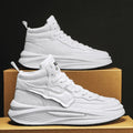 Men's black and white high-top platform board shoe with round toe