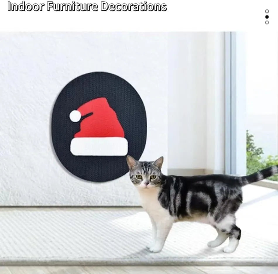 Cat scratch pad wall mounted corrugated cardboard cat scratcher 35x44x2 cm black cactus design