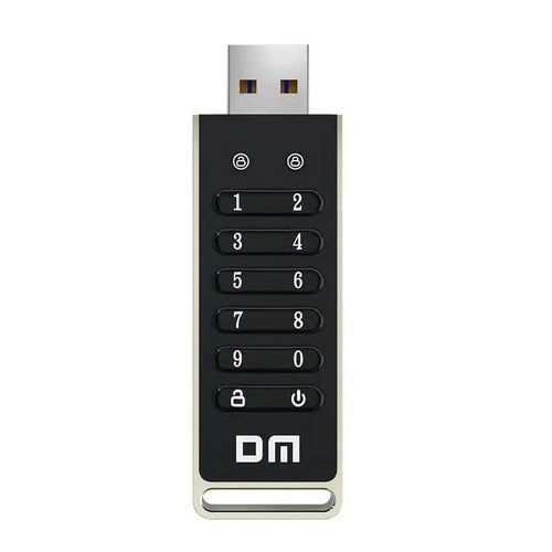 64GB metal USB flash drive with fingerprint sensor for biometric security and password protection.