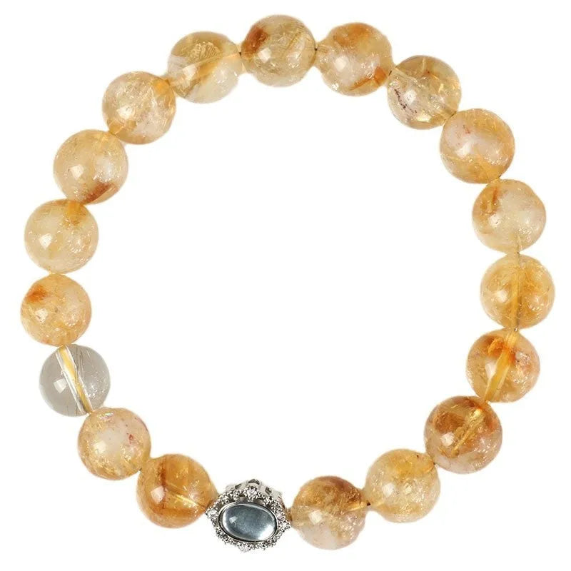 Citrine crystal bracelet with geometric design and 10mm beads