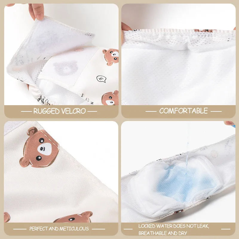 Cartoon bone paw print pattern reusable male dog diaper belly band with fastener tape