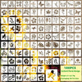 Milky white PET film spray painting templates showing flower, animal, and letter designs