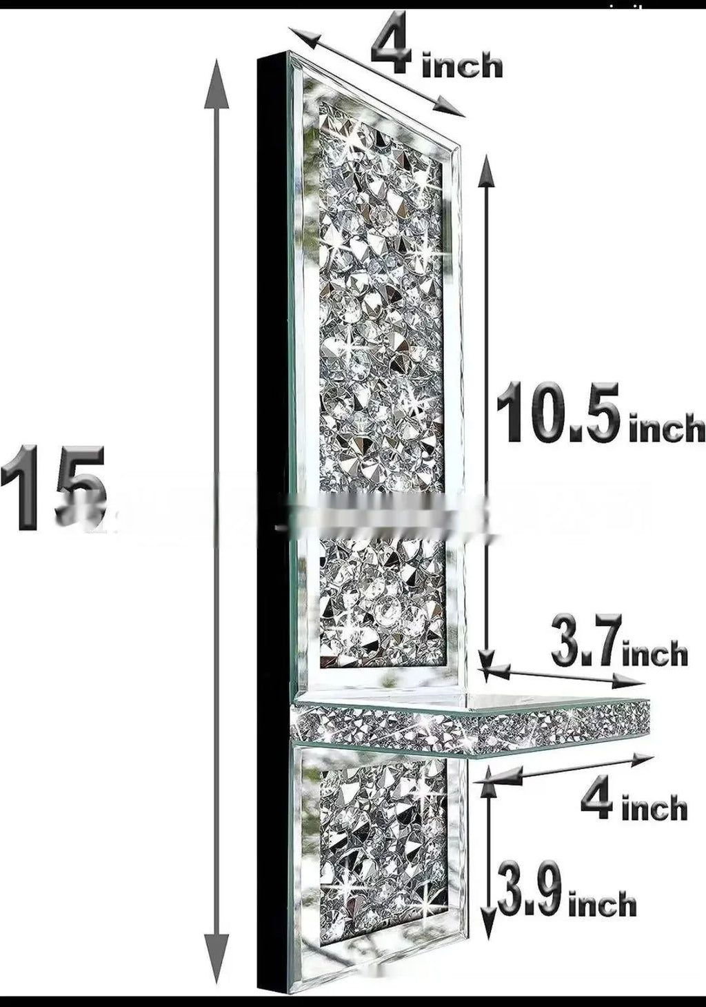 Silver mirror crystal candle holders for wall mounting in modern living room decor