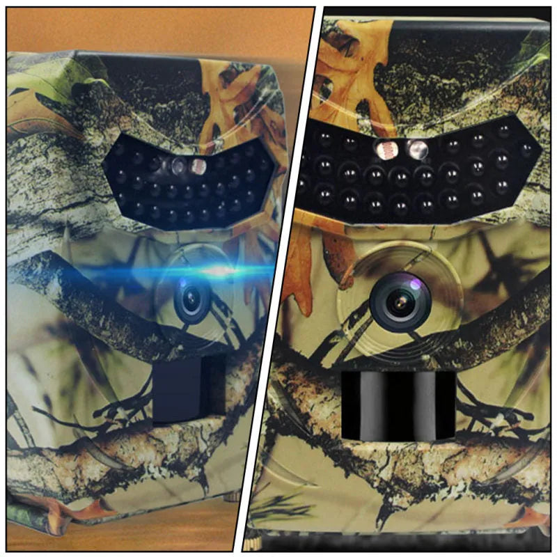 Yellow brown 16MP hunting game camera with infrared night vision and waterproof housing