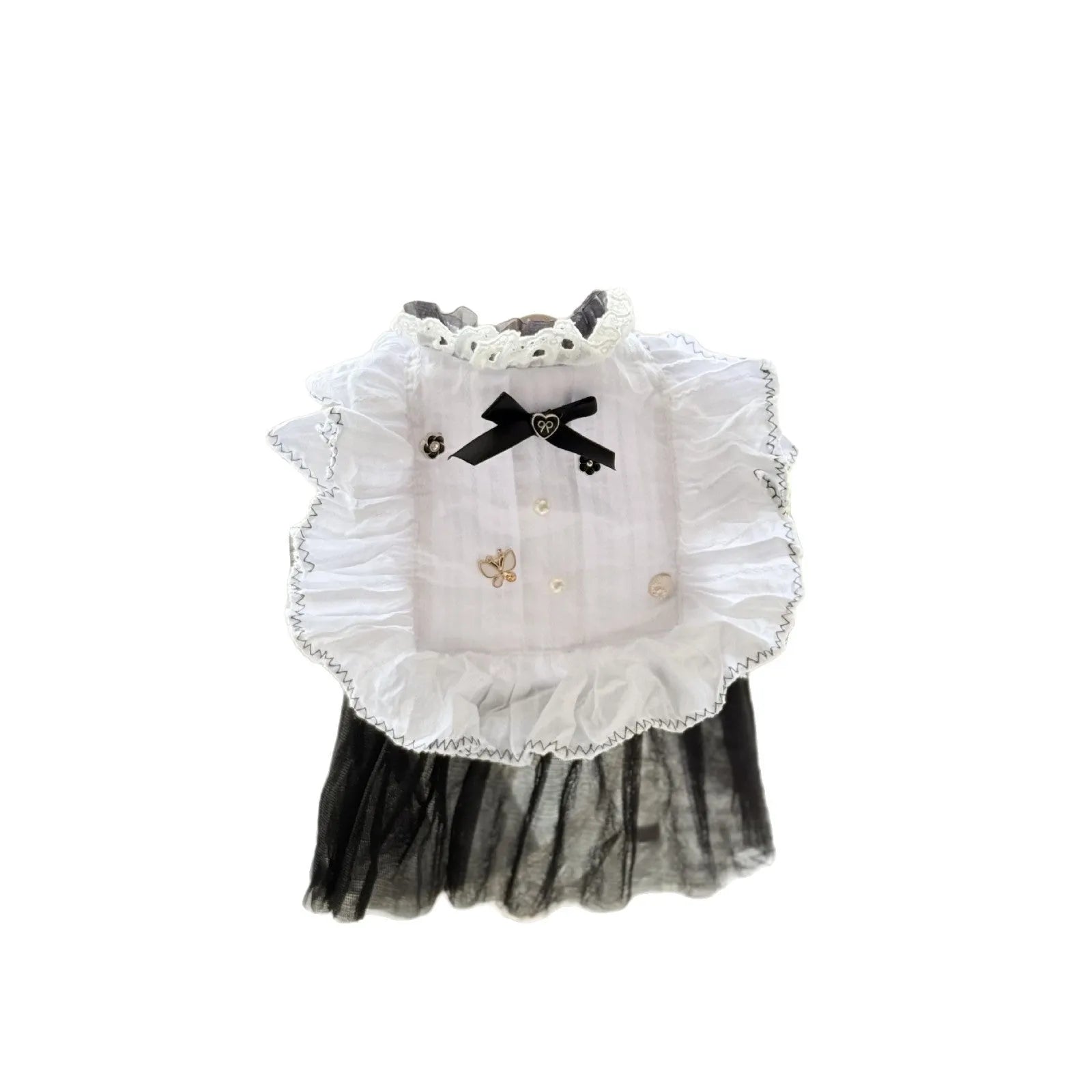 White yarn waltz gauze princess style dog skirt with polyester construction on small dog