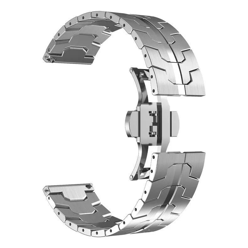 Stainless steel Samsung Galaxy Watch band in multiple colour options showing 20mm and 22mm universal sizes