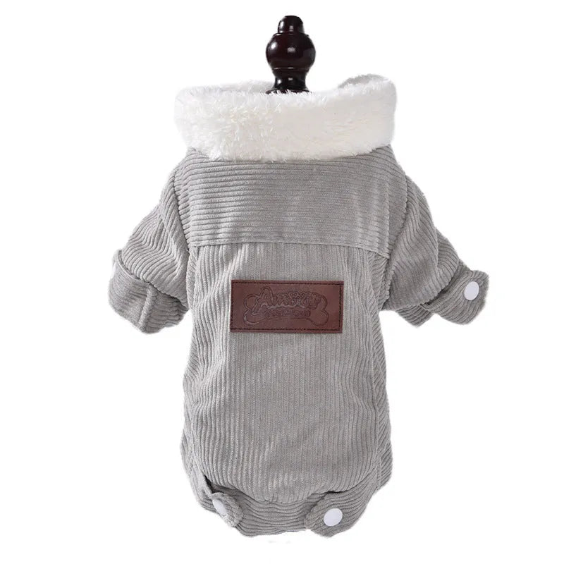 Lambswool grey and pink pet vest with wool lining for dog and cat autumn winter warmth