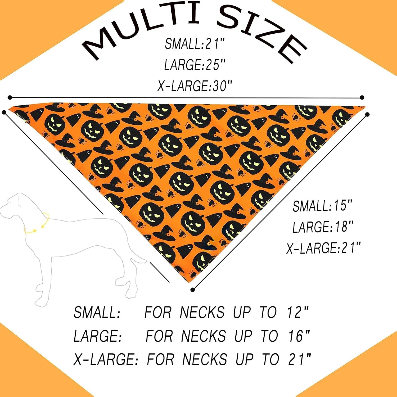 Halloween dog bandana with reversible pumpkin and spider web patterns on black and orange fabric