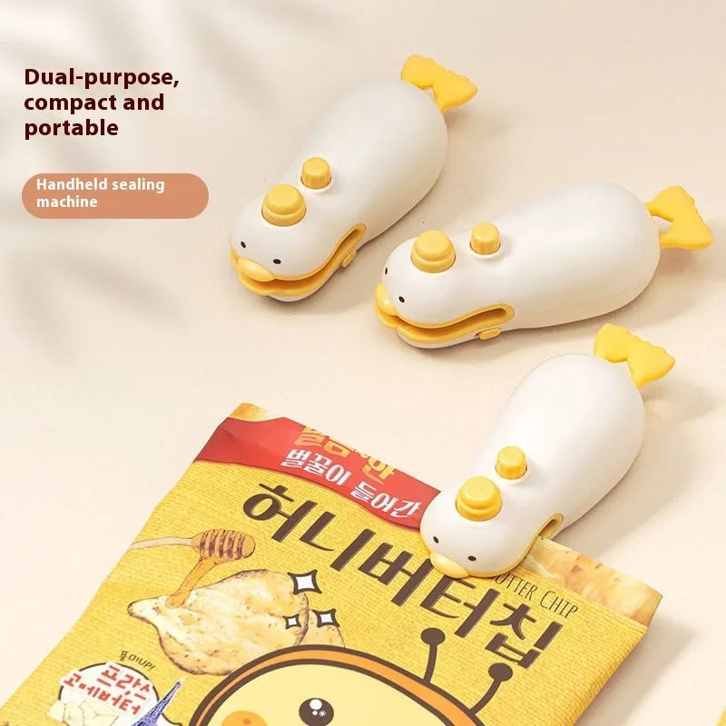Small yellow duck rechargeable sealing machine with animal jacquard design and charging cable