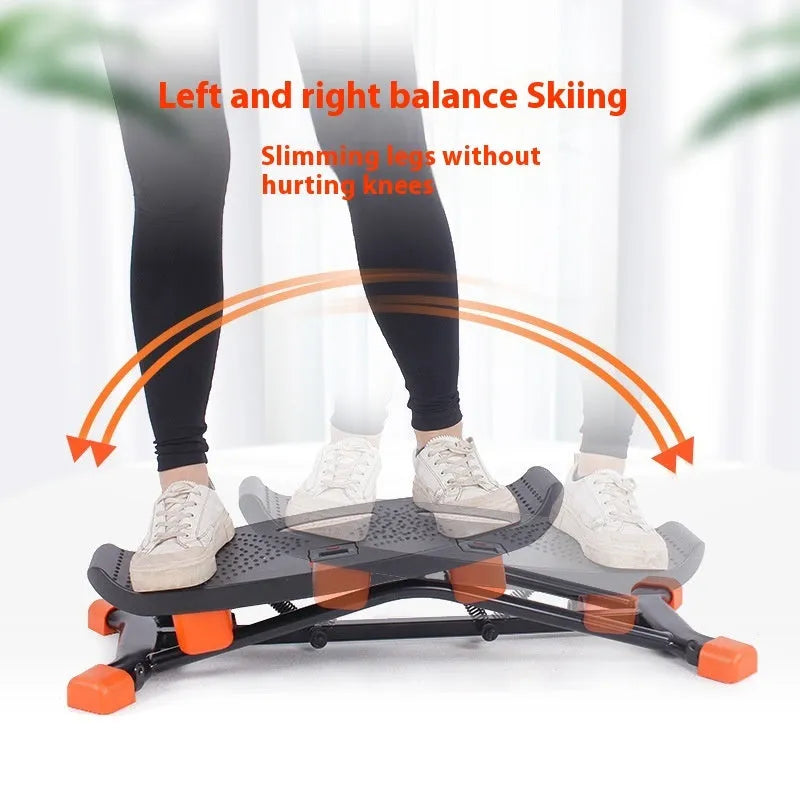 JS101A black mini fitness skiing machine with elastic hand straps for home exercise