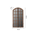 Terrace distressed fake window wall mirror in log colour with wooden glass construction