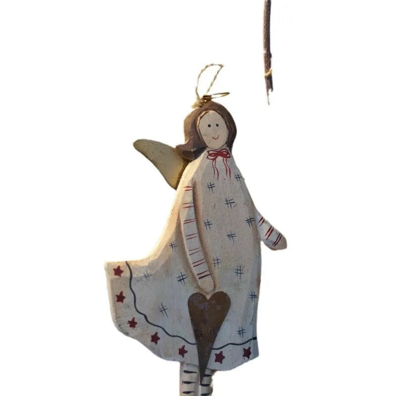 Hand-painted wooden door plaque with carved heart motifs and lettering in American country rustic style