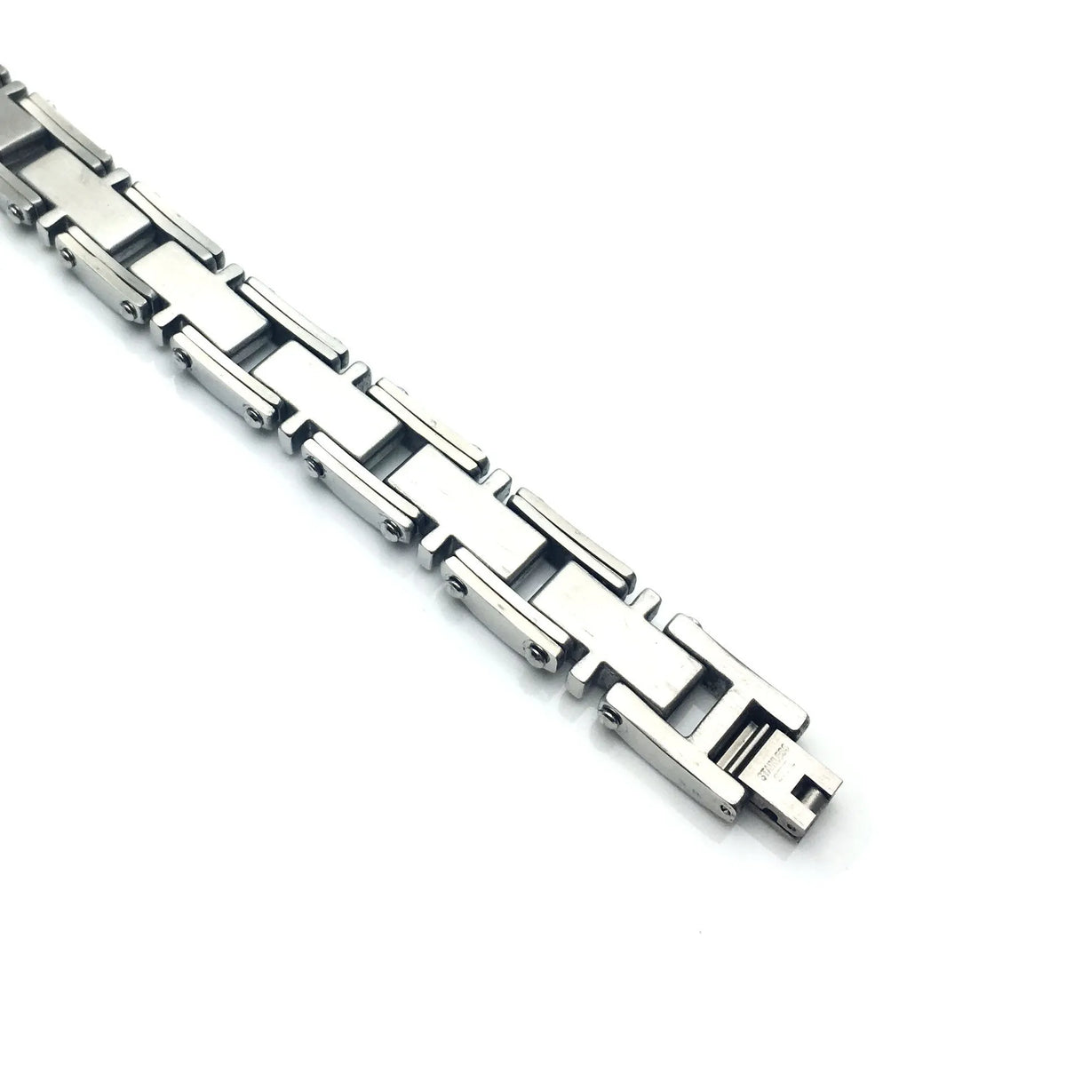 Classic segment men's titanium steel bracelet polished steel colour geometric shape