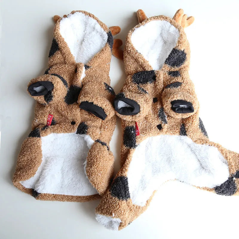 Big polka dot elk couple pattern pet clothing for cats and dogs in skirt and four legs styles