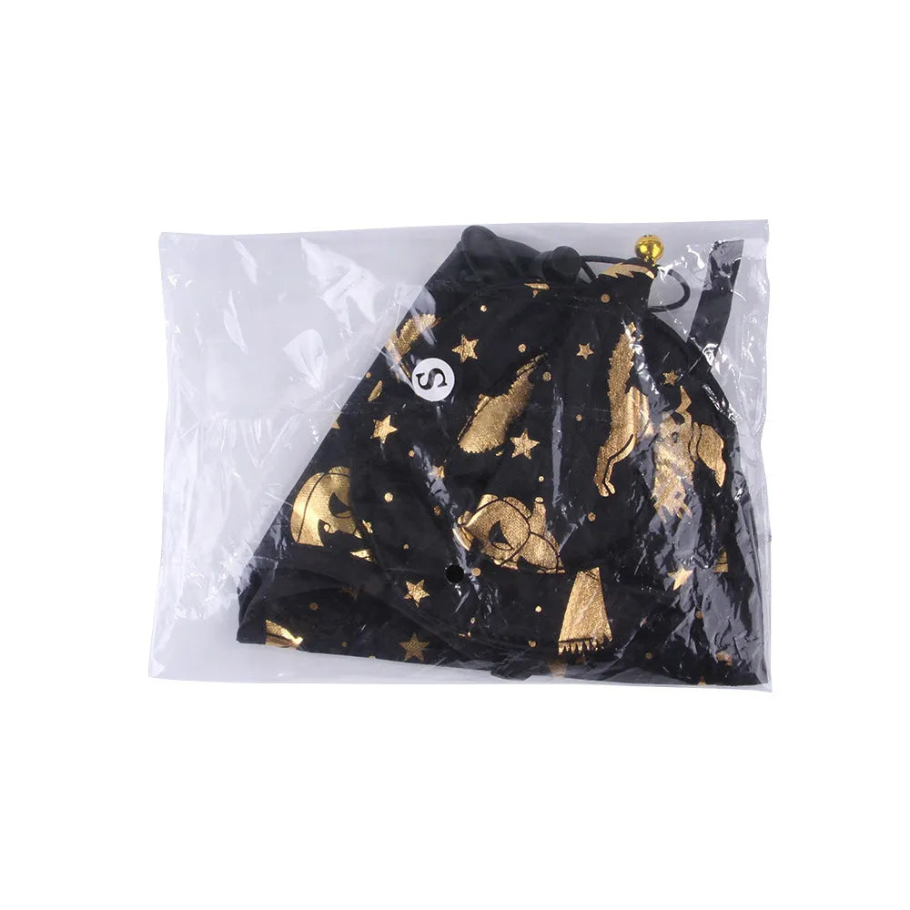 Halloween print wizard cloak and hat set for dog in England style cloth fabric costume
