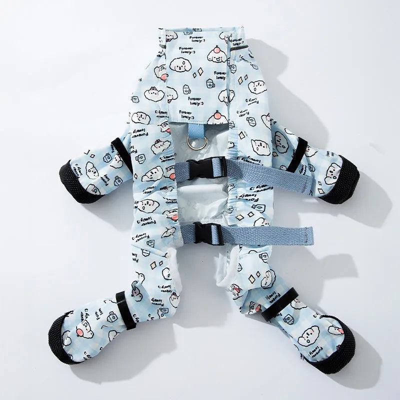 Waterproof reflective stripe dog pants with anti-slip paw soles for small medium dogs