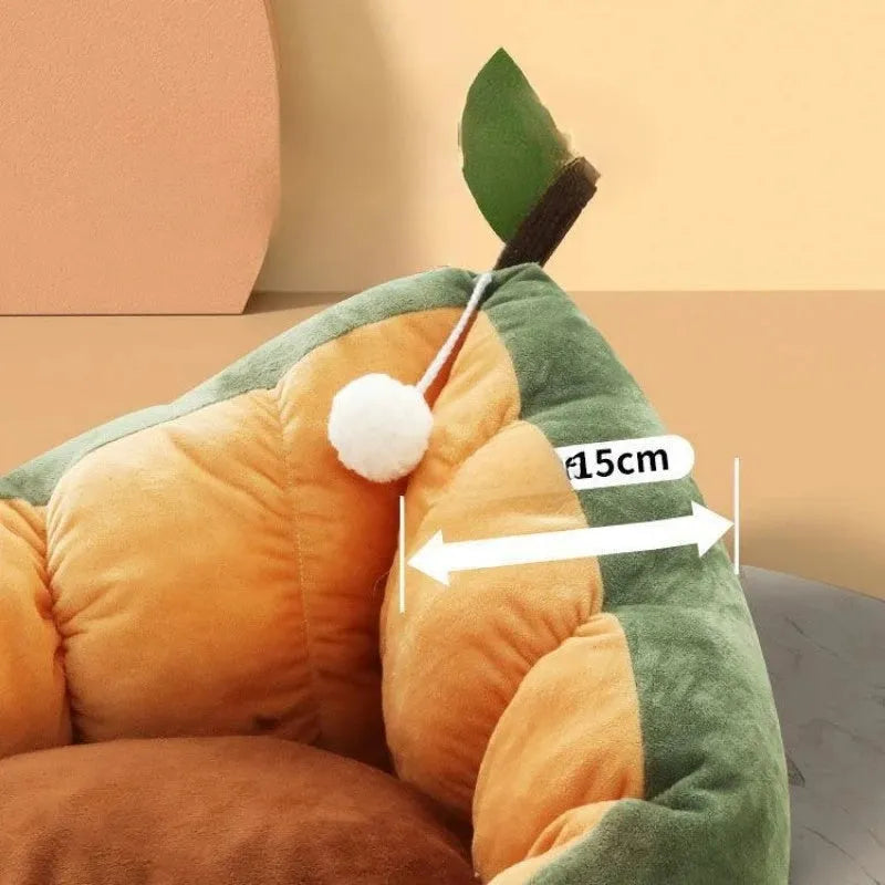Coffee-coloured cotton pet bed for small medium cats and dogs with padded walls