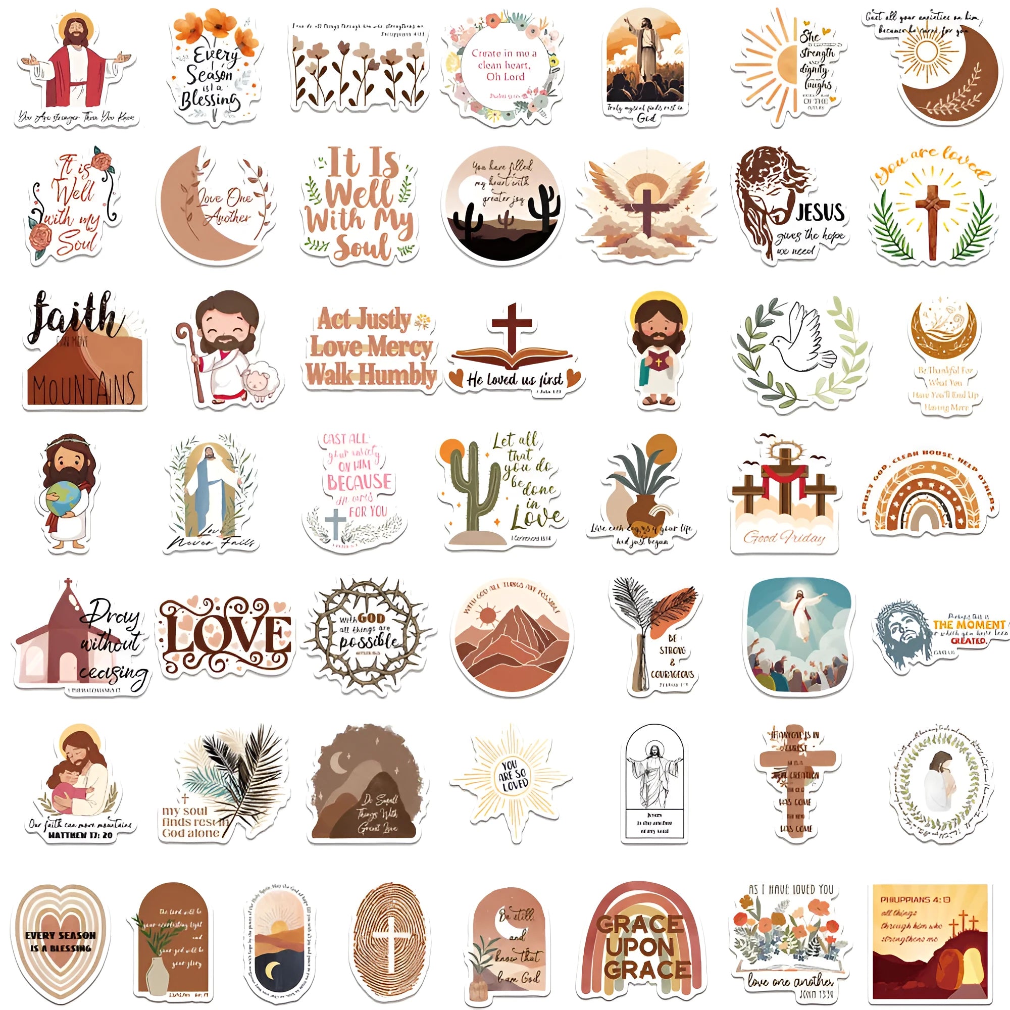 Pack of 50 assorted graffiti design stickers for personalised decoration on various surfaces.