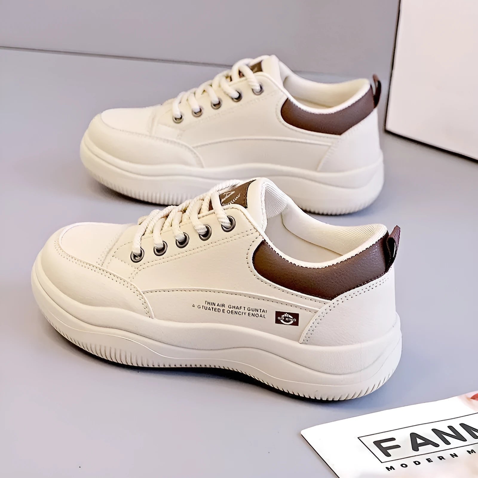 Women's white Korean-style leather pumps with cross strap design and round toe