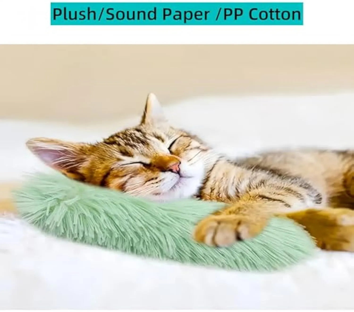 Soft plush cat toys with catnip filling and crinkle sounds in various bright colours for indoor feline play