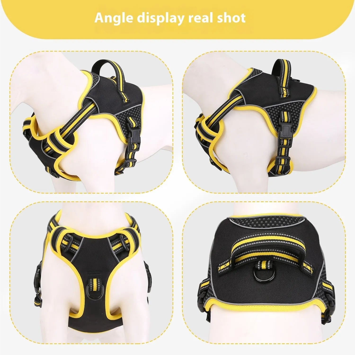 Orange polyester dog harness with anti-breaking design for outdoor training and control