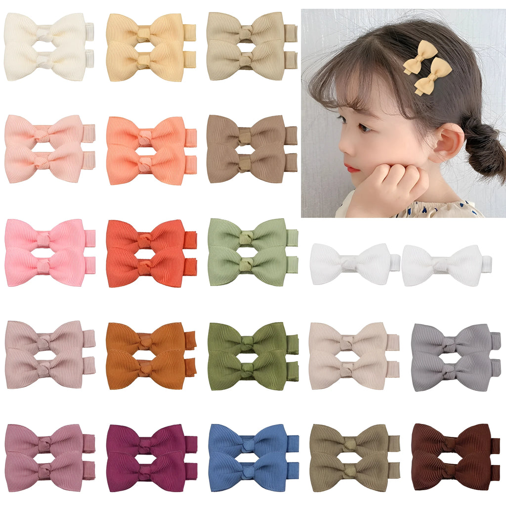 Pastel coloured baby hair clips and bows set with fully lined no-slip design