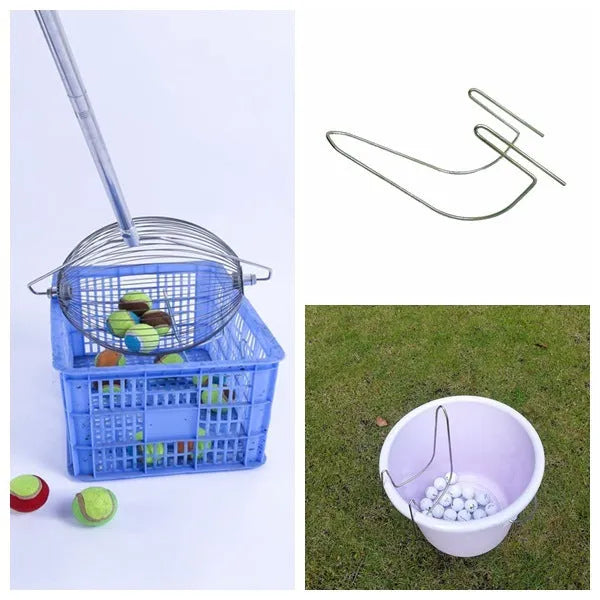 Metallic coloured 304 stainless steel golf ball picker, 47 cm long.