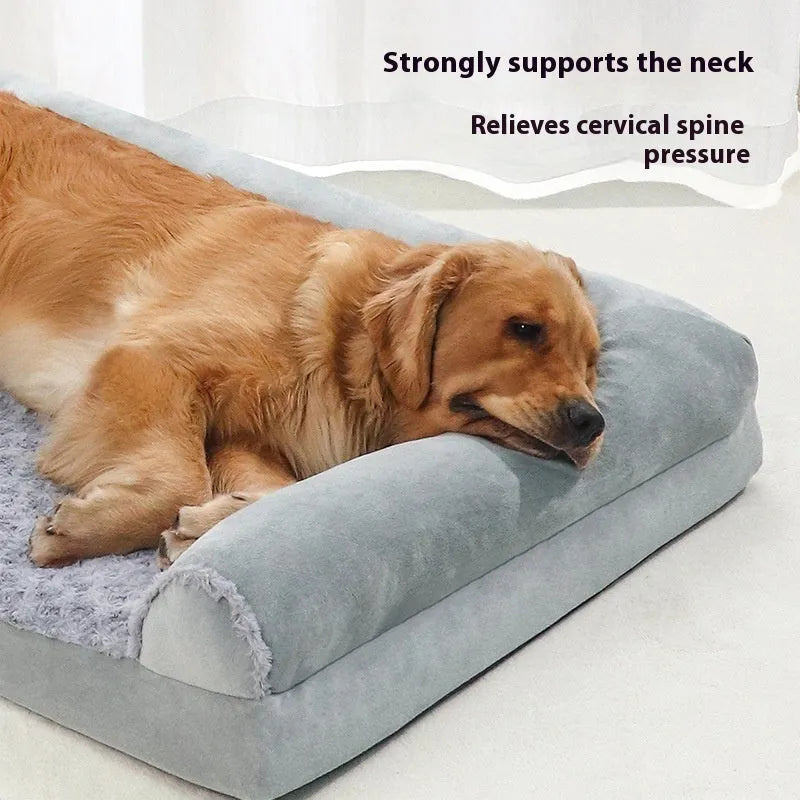 Grey cloth dog kennel with cushion for medium or large dogs, shown in light and dark grey colour options.