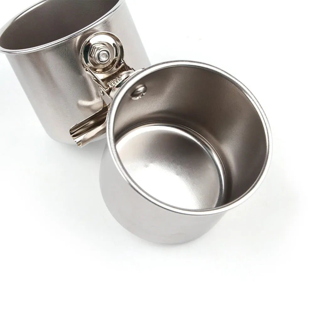 Stainless steel bird feeder outdoor food container in natural metallic colour.