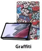 Lenovo Tab P12 tablet case showing three-fold design with bracket and magnetic closure in decorative colour options