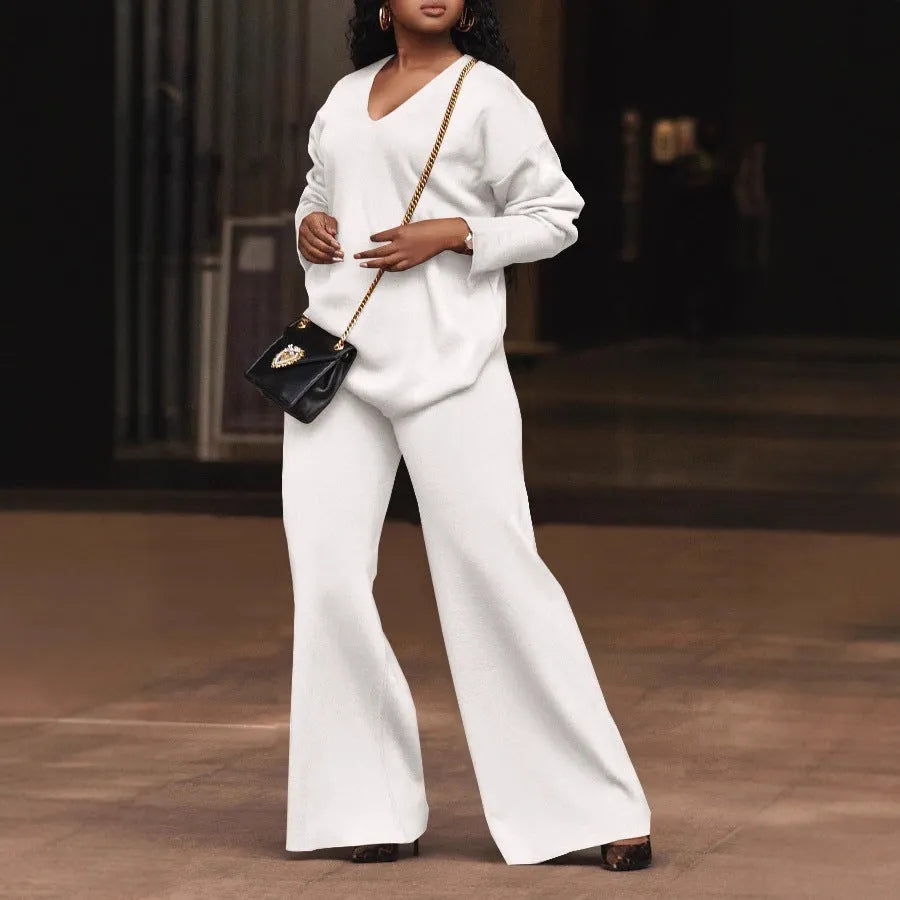 Women's brown suede velvet two-piece suit with long sleeves and trousers in Japanese Korean style