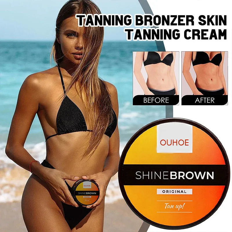 Tanning cream and aloe vera gel set in black packaging for intensive tanning and after sun repair.