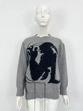 Women's grey alpaca wool sweater with tassel detailing and loose fit