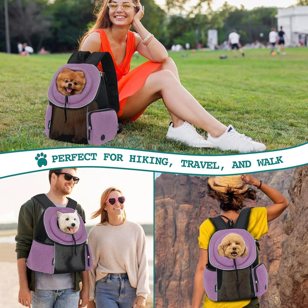 Pet dog carrier backpack in breathable fabric, 41.9cm, for small dogs, available in multiple colours