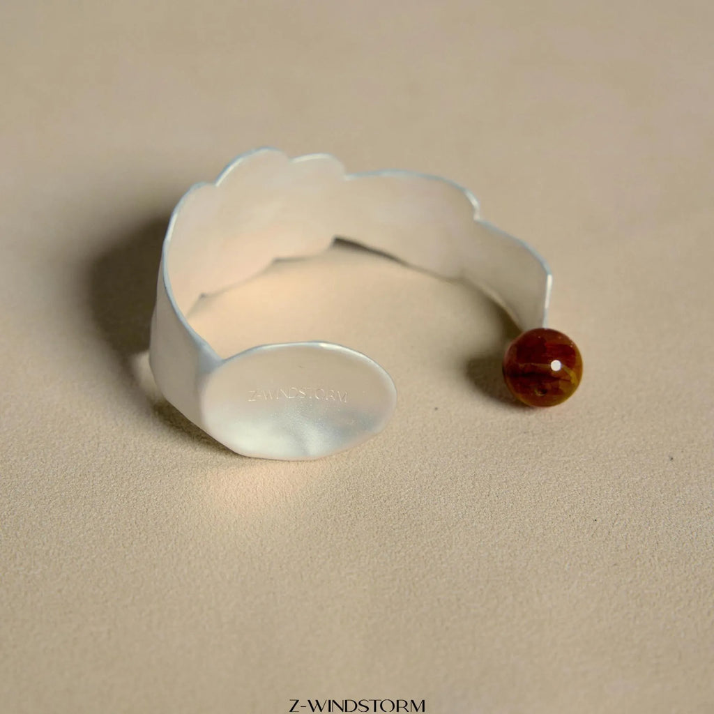 Small round spoon stewed pork design alloy ring and bracelet set with electroplated diamond shape elements