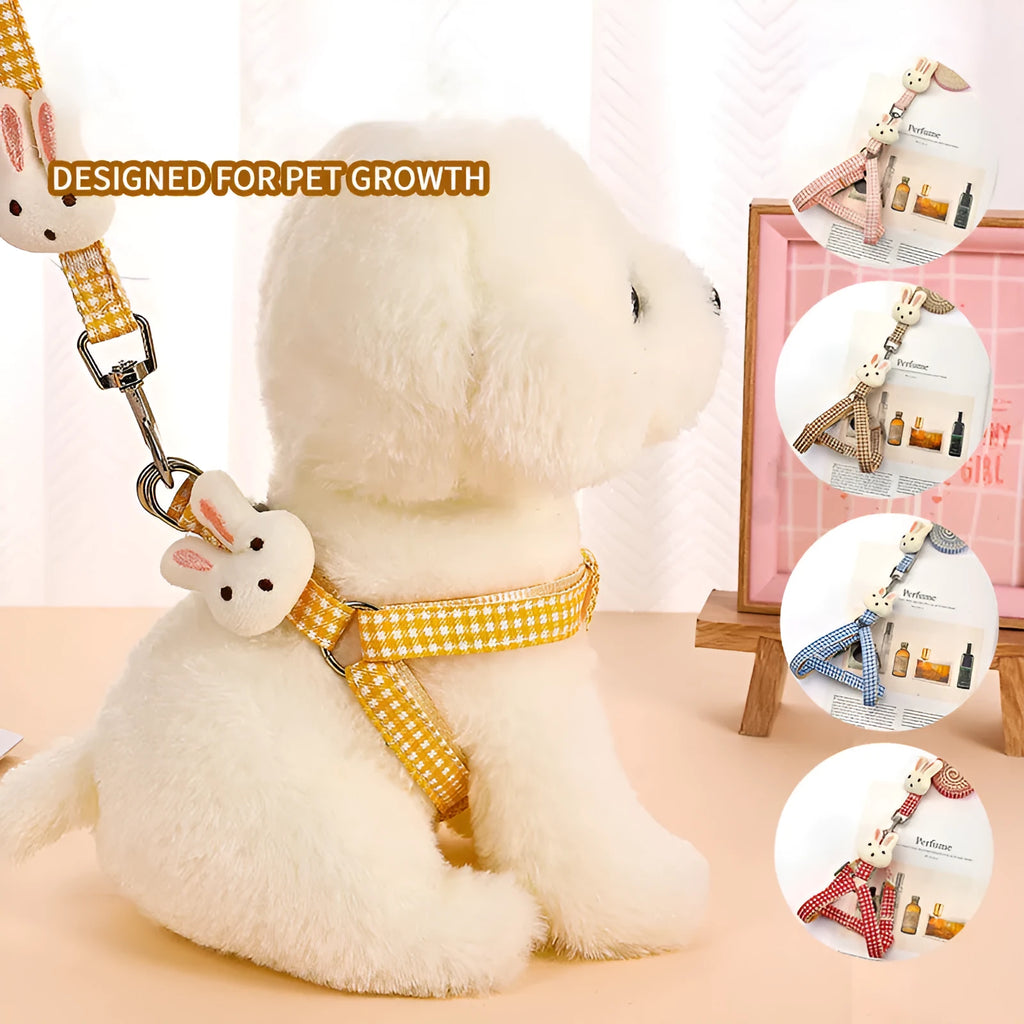 Small dog harness and leash set with quick-release buckles in multiple colour options