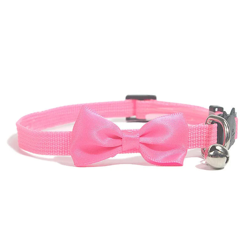 Adjustable nylon cat collar with bell in striped pattern showing multiple colour options